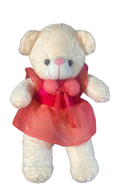 White Teddy Doll wearing skirt